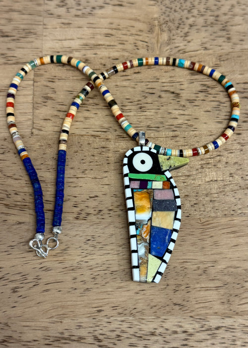 Hummingbird on Heishi Necklace, by Mary L. Tafoya