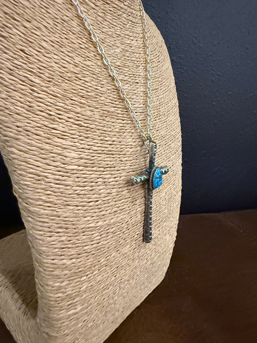 Sterling and Turquoise Cross Pendant, by Richard Yazza