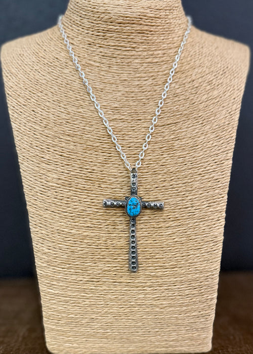 Sterling and Turquoise Cross Pendant, by Richard Yazza