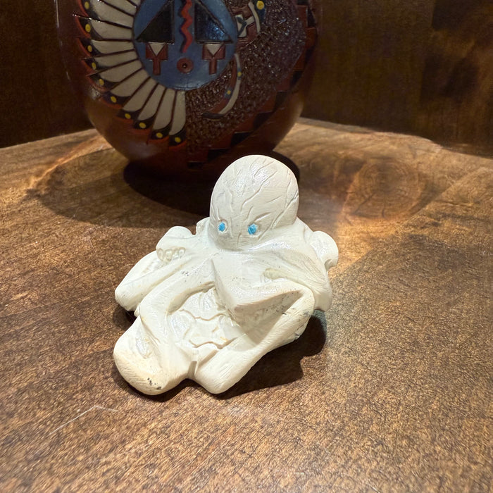 White Marble Octopus Zuni Fetish, by Mike Coble