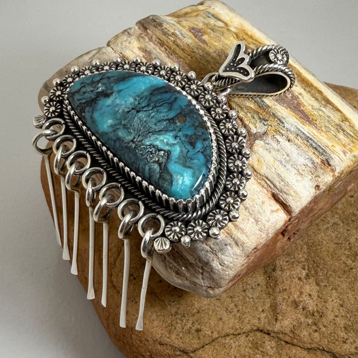 Nevada Blue Diamond Turquoise Pendant, by Ivan Howard