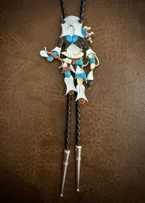 White Buffalo Dancer Bolo Tie, by Jonathan Beyuka