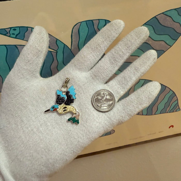 Zuni Inlay Hummingbird Pendant, by Tamara Pinto