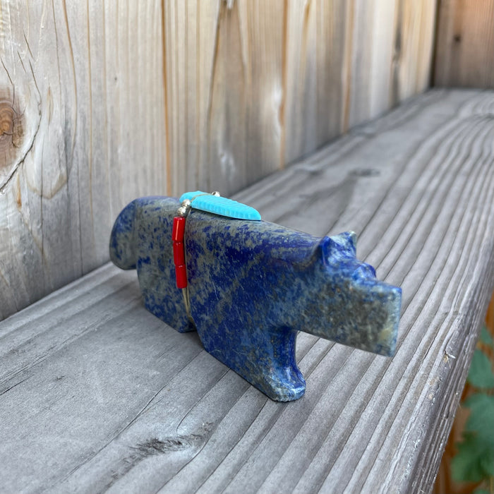 Blue Lapis Hunter's Coyote, Zuni Fetish, by Todd Westika