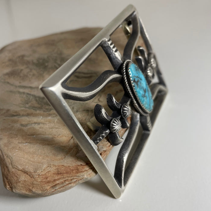 Navajo Silver Old Stye Belt Buckle, by Martha Cayatineto