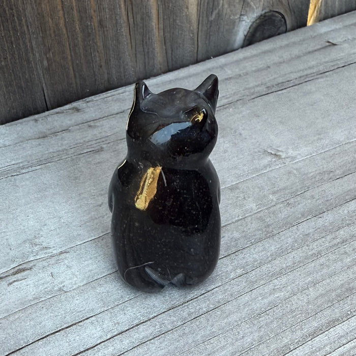 Black Marble Standing Bear Fetish, by Calvert Bowannie