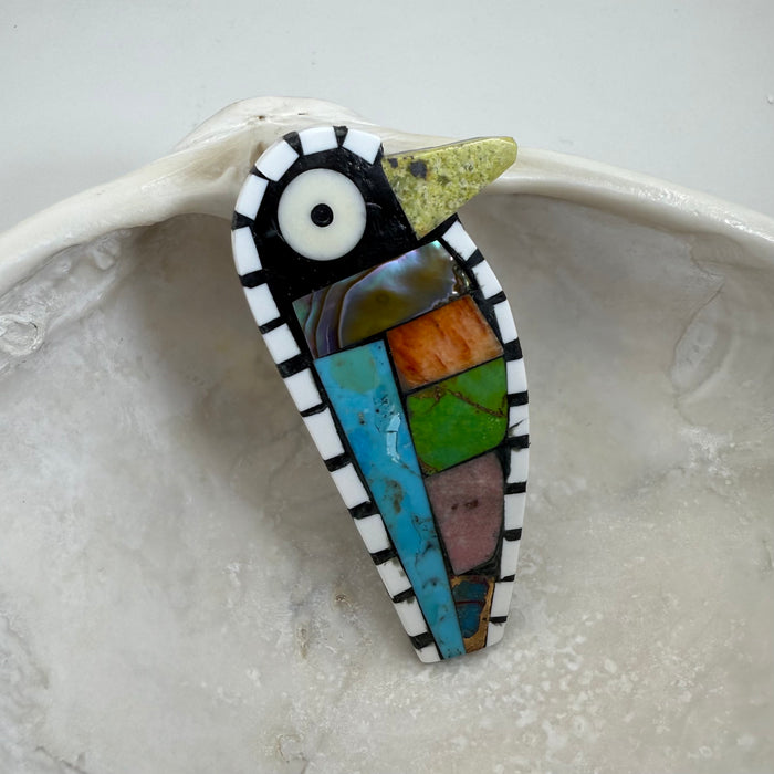 Resting Hummingbird Brooch Pin, by Mary Louise Tafoya