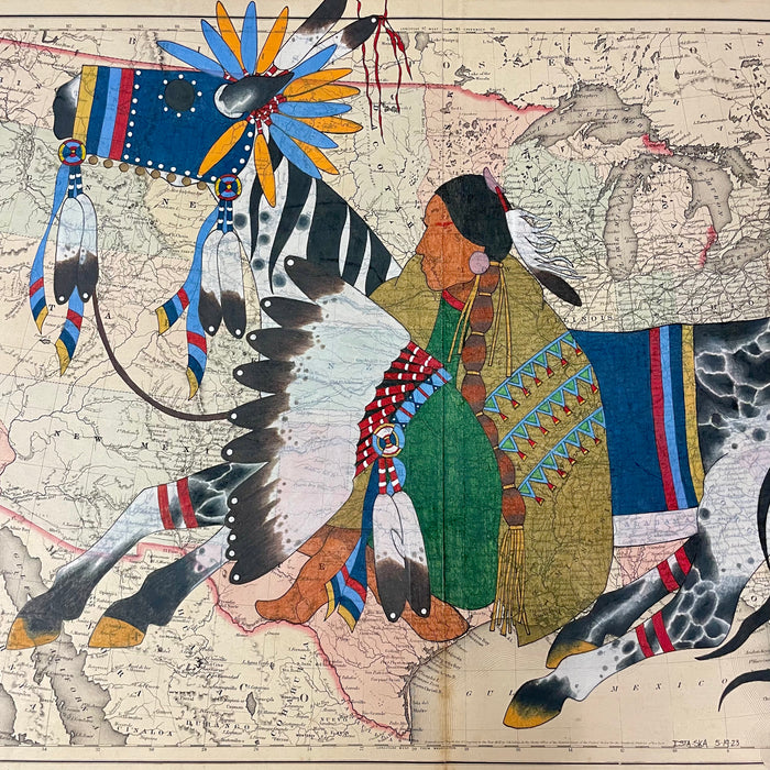 She Waits For Him, 1855 Map, by Travis Blackbird