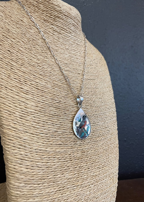 Zuni Inlay Robin Pendant, by Ruddell Laconsello