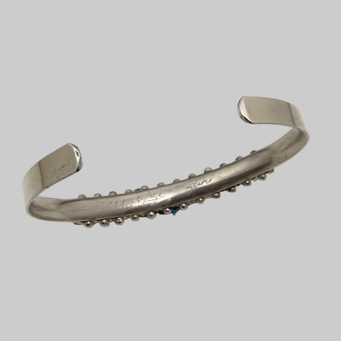 Raised Inlay Silver and Coral Bracelet, by Veronica Martza