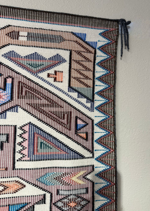 Raised Outline with Burntwater Colors Navajo Rug, by Marie Yazzie