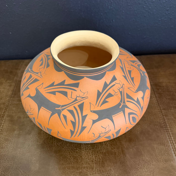 Black on Redware Deer Pot, by Anderson Peynetsa