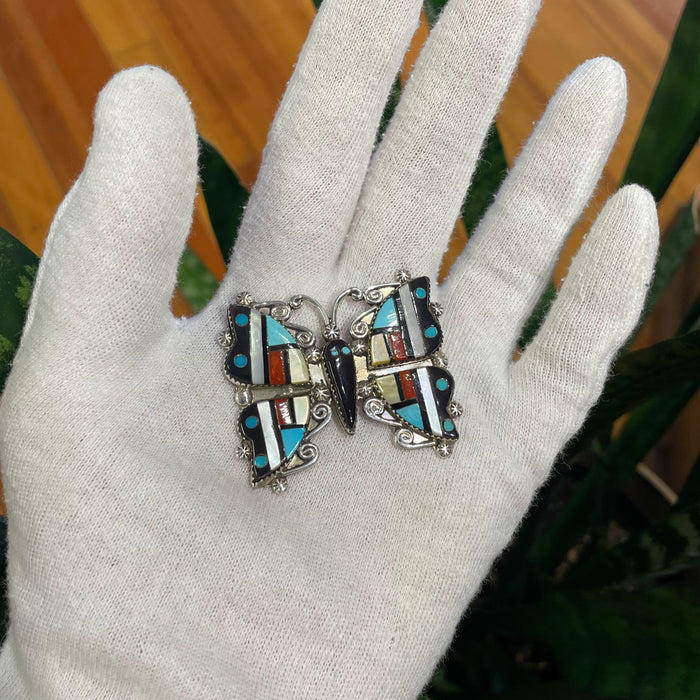 Butterfly Inlay Zuni Pin or Pendant, by Herbert and Esther Cellicion