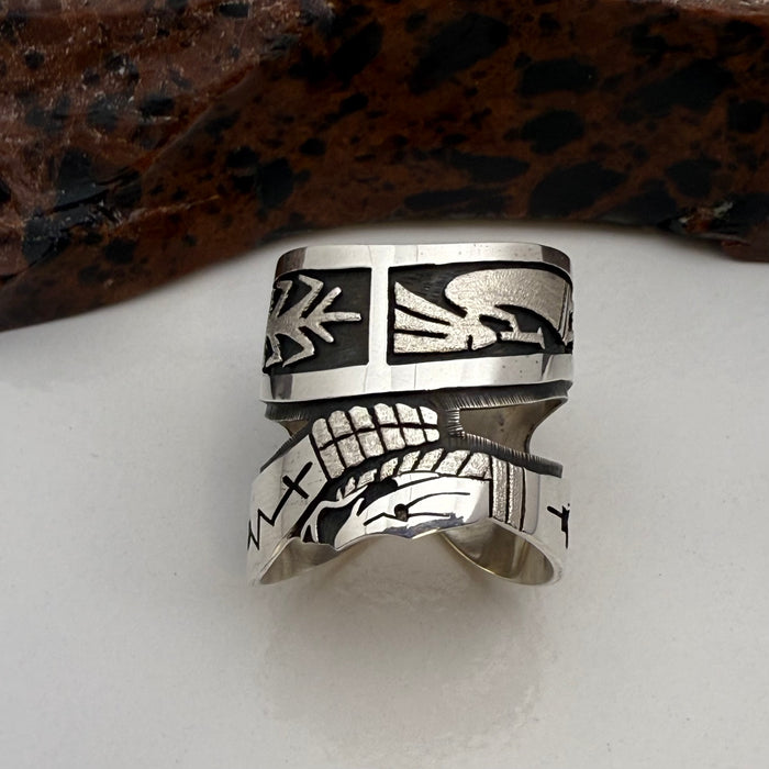Snake Silver Overlay Ring, by Berra Tawahongva– Raven Makes Gallery Snake Silver Overlay Ring, by Berra Tawahongva– Raven Makes Gallery