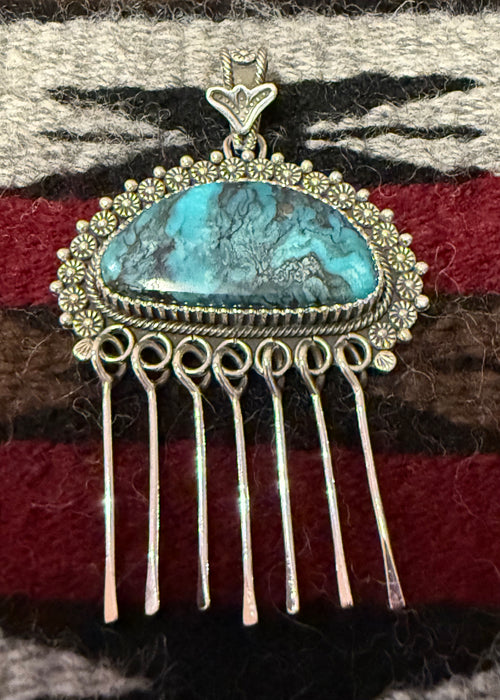 Nevada Blue Diamond Turquoise Pendant, by Ivan Howard