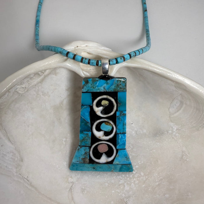 Orbital Mosaic Inlay Necklace, by Mary Louise Tafoya