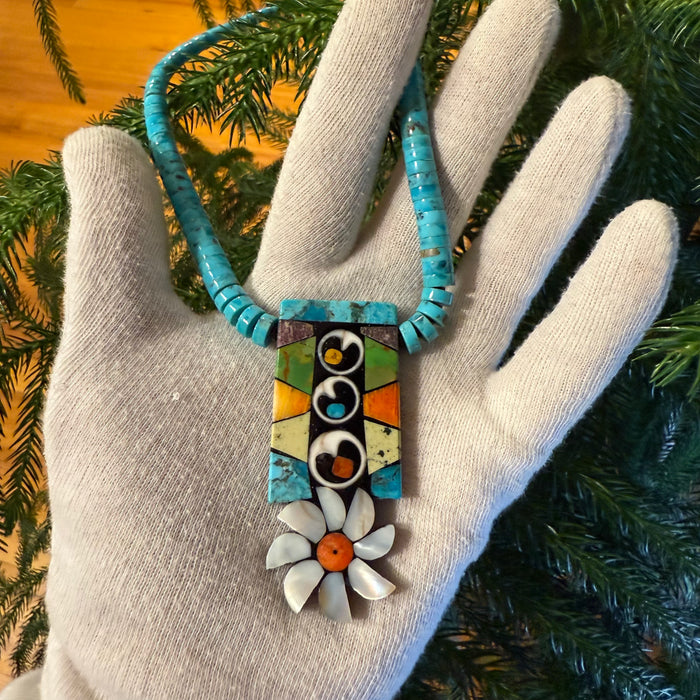 Blossom Nebula Inlay Necklace, by Mary L. Tafoya