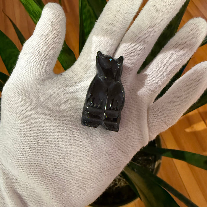 Black Marble Standing Bear Fetish, by Calvert Bowannie