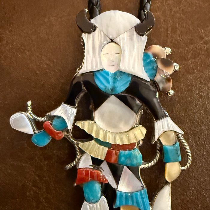 White Buffalo Dancer Bolo Tie, by Jonathan Beyuka