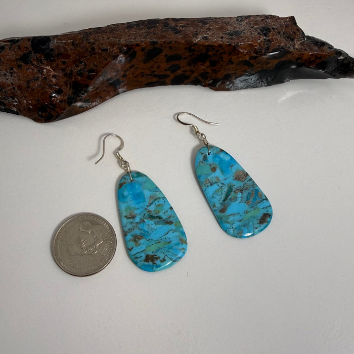 Turquoise Tab Earrings, by Mary Tafoya