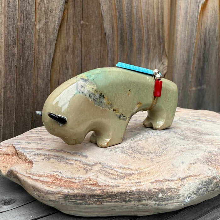 Turquoise Buffalo Zuni Fetish, by Todd Westika