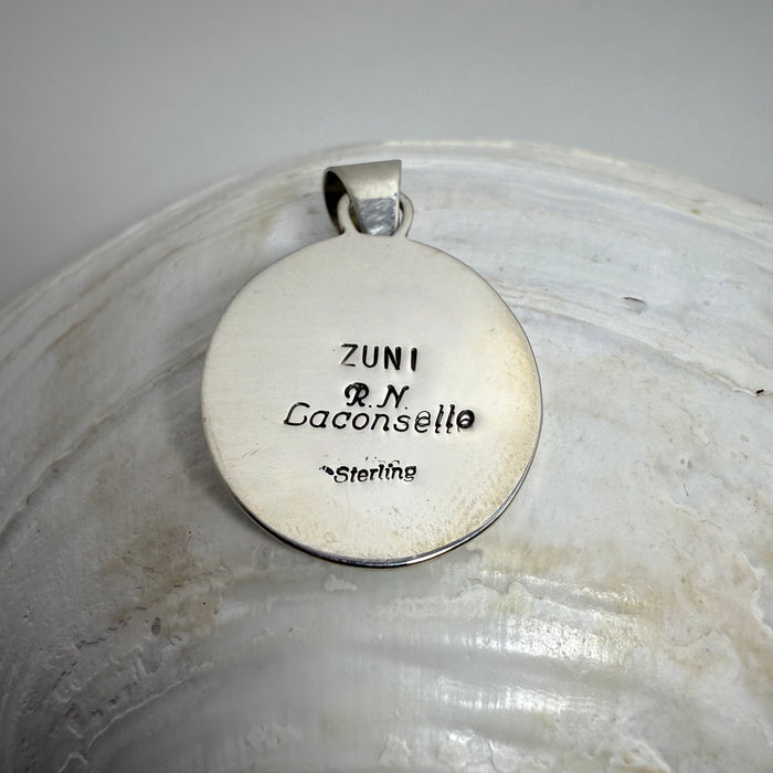 Parrot Zuni Inlay Pendant, by Ruddell Laconsello