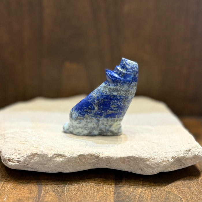 Blue Lapis Howling Coyote Fetish, by Todd Westika