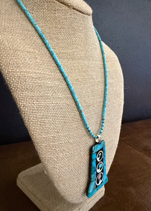 Orbital Mosaic Inlay Necklace, by Mary Louise Tafoya