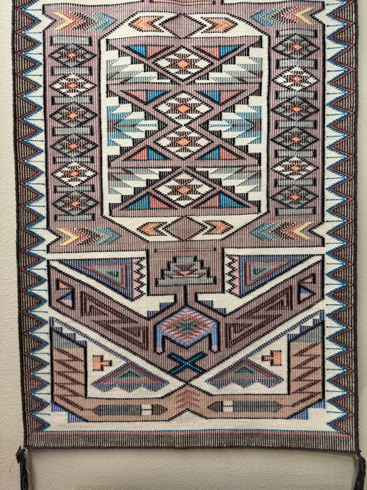 Raised Outline with Burntwater Colors Navajo Rug, by Marie Yazzie