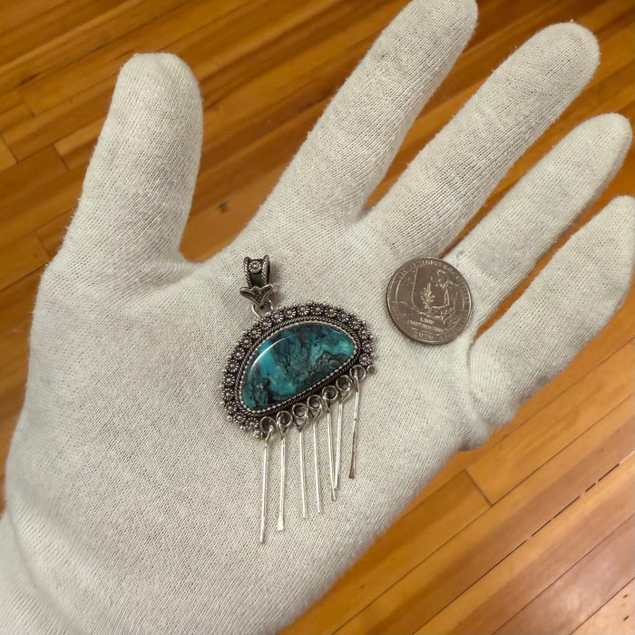 Nevada Blue Diamond Turquoise Pendant, by Ivan Howard