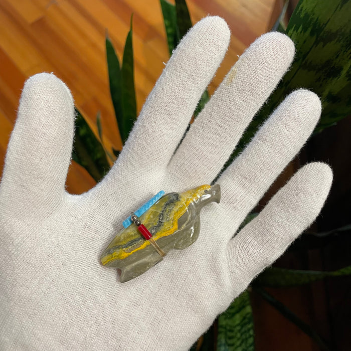 Eagle Zuni Fetish of Bumblebee Jasper, by Todd Westika