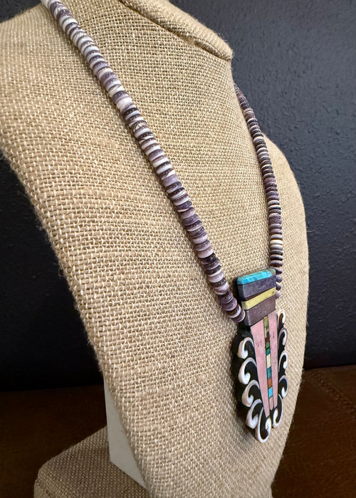 Mosaic Splash Down Inlay Necklace, by Mary L. Tafoya
