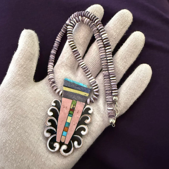 Mosaic Splash Down Inlay Necklace, by Mary L. Tafoya