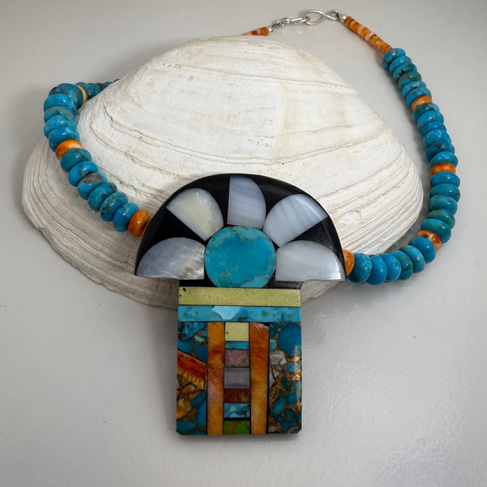 Mosaic Figural Inlay Necklace, by Mary L. Tafoya