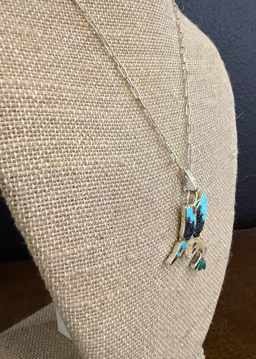 Zuni Inlay Hummingbird Pendant, by Tamara Pinto