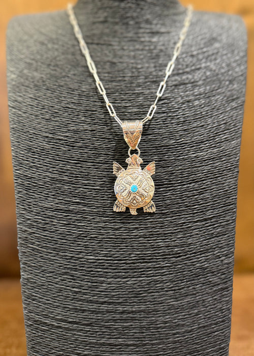 Sterling Silver Turtle Pendant, by Alonzo Mariano