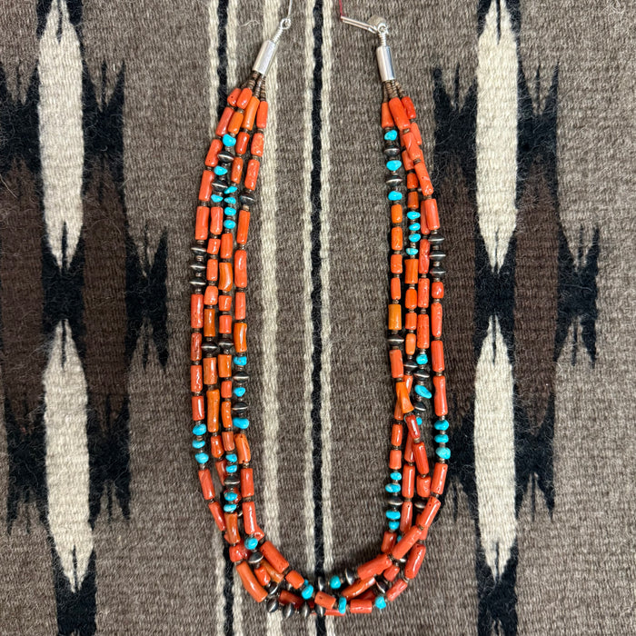 Natural Coral Turquoise Necklace, by Marie Lee