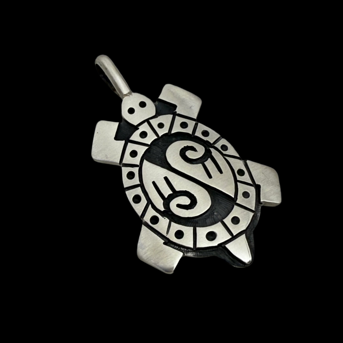 Balanced Turtle Hopi Silver Pendant, by Riley Polequaptewa