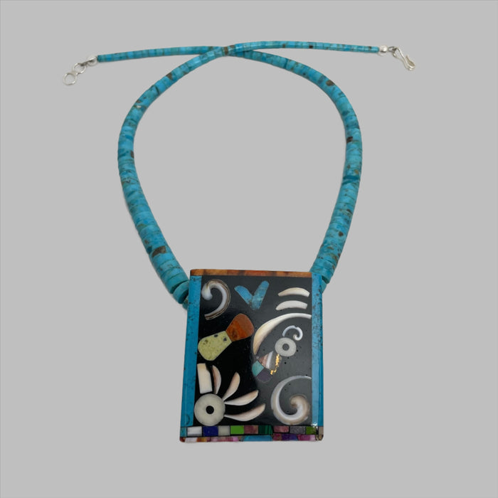 Spring Fantasia Mosaic Inlay Necklace, by Mary L. Tafoya
