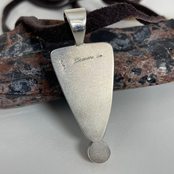 Inlay Cast Silver Pendant, by Sonwai