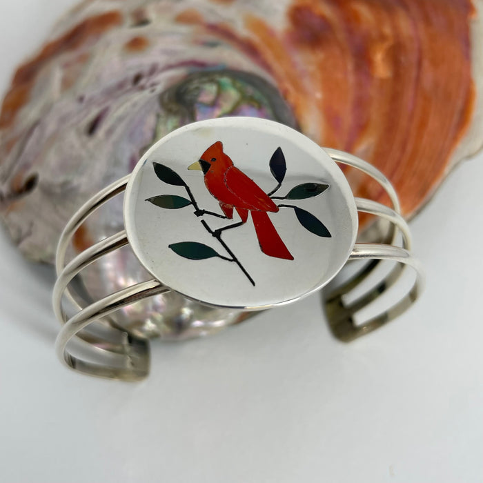 Zuni Jewelry Cardinal Bracelet at Raven Makes Gallery