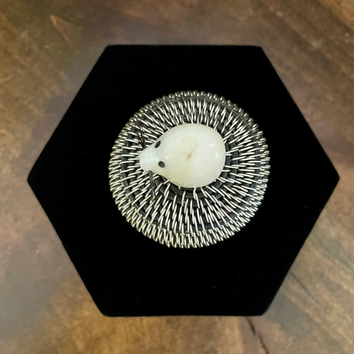 Baleen and Argentium Sterling Silver Basket with Walrus Ivory Finial, by Don Johnston