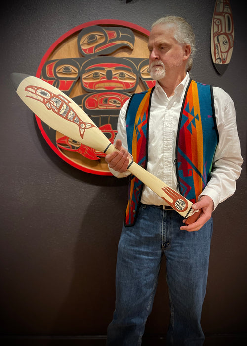 Killer Whale & Salmon Dance Paddle, by David A. Boxley