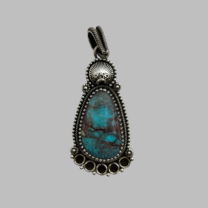Bisbee Turquoise and Silver Navajo Pendant, by Ivan Howard