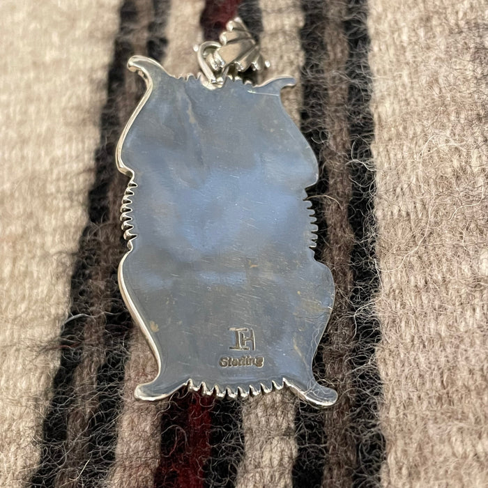 Bisbee Turquoise and Silver Navajo Pendant, by Ivan Howard