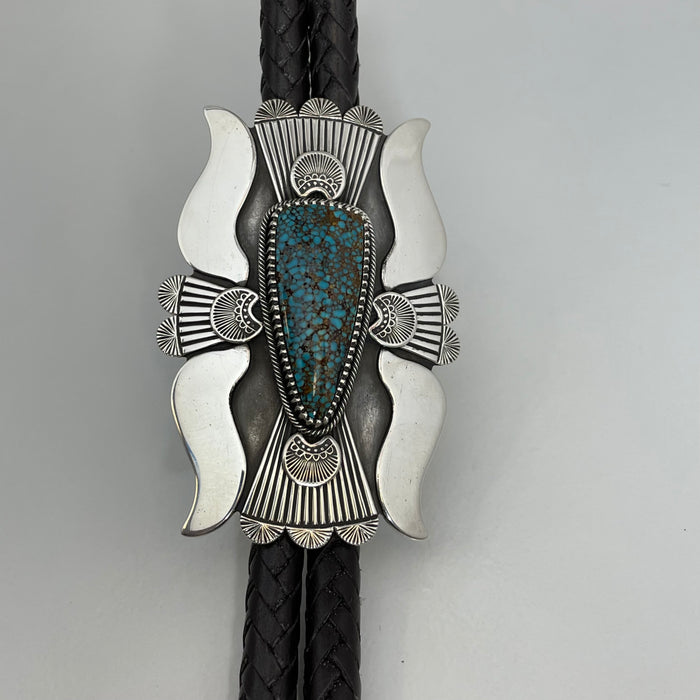 Nevada Papoose/Zuni Mine Turquoise and Silver Bolo Tie, by Ivan Howard