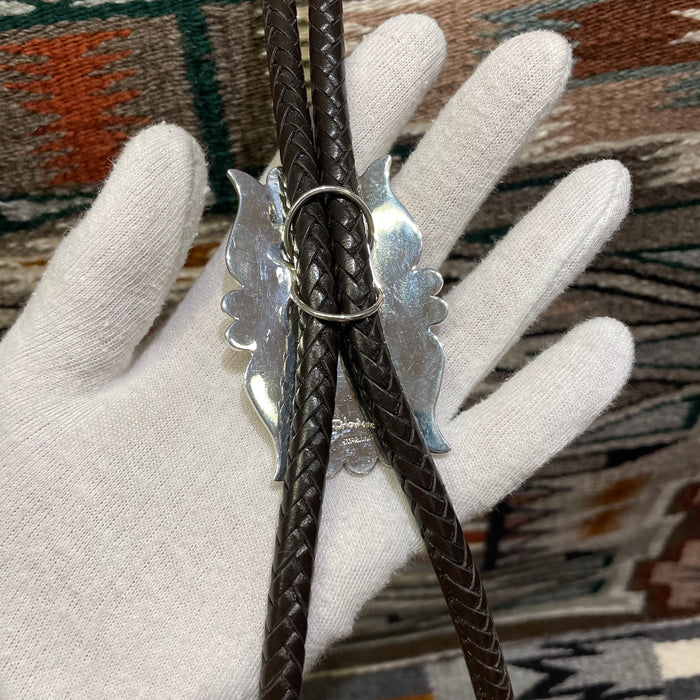 Nevada Papoose/Zuni Mine Turquoise and Silver Bolo Tie, by Ivan Howard