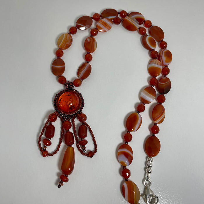 Amber and Carnelian Necklace, by Jovanna Poblano