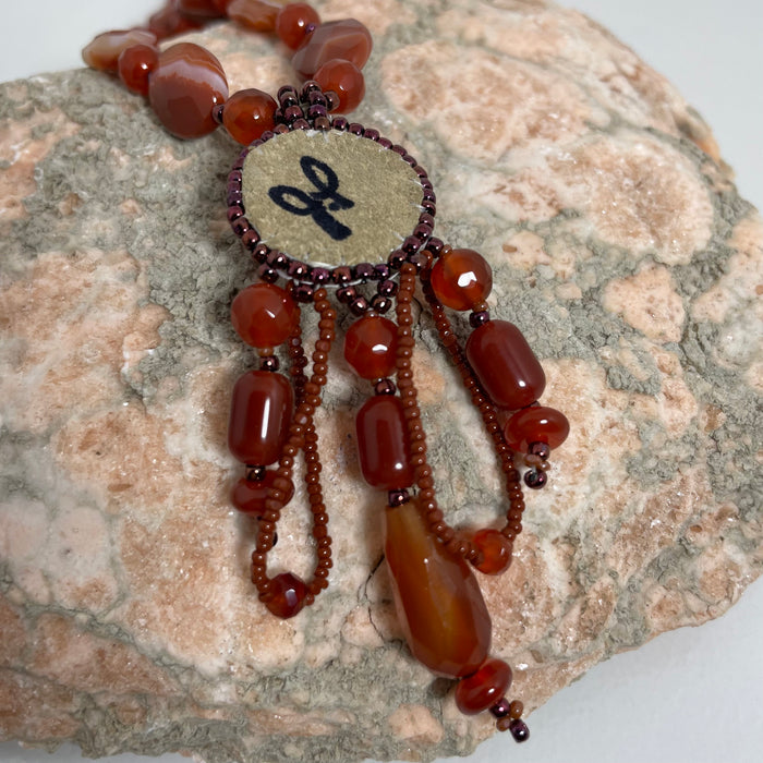 Amber and Carnelian Necklace, by Jovanna Poblano