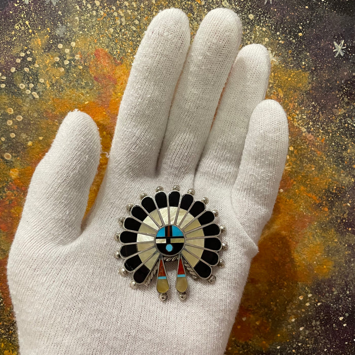 Zuni Sun Face Pin or Pendant, by Aprilene Unkenstine